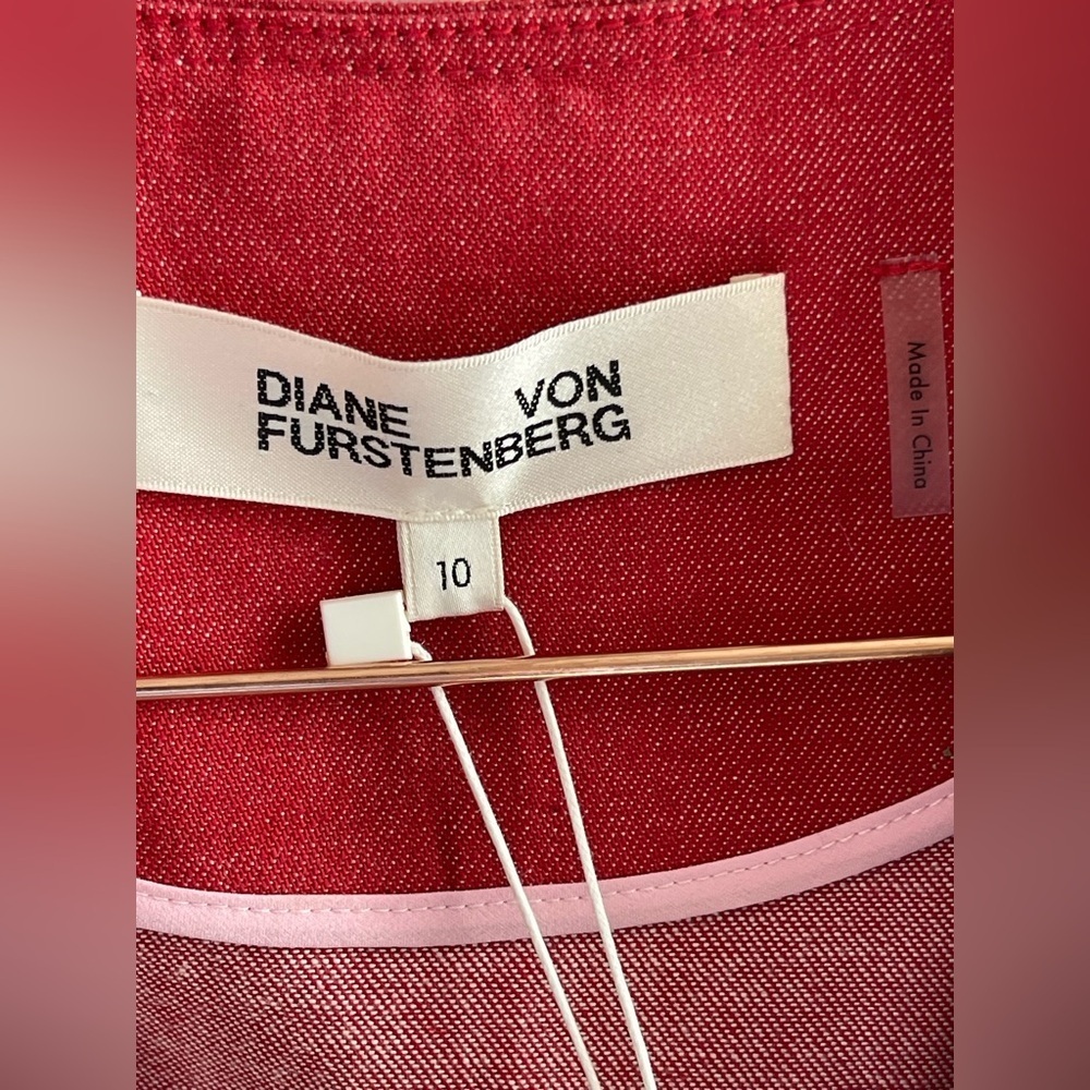 NWT Diane von Furstenberg Zip-Front Red Studded Sheath Dress - Picture 4 of 13
